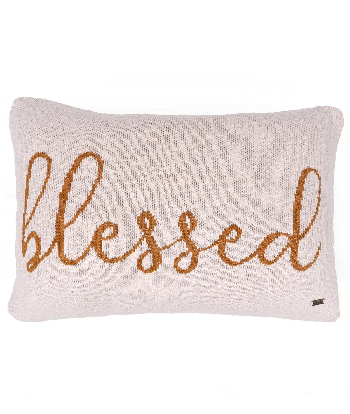 Blessed Cotton Knitted Decorative Natural & Mustard Color 12 x 20 Inches Pillow Cover