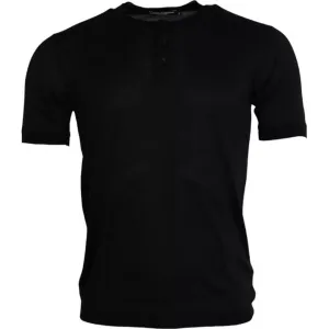 Dolce & Gabbana Black Silk Round Neck Short Sleeve T-shirt