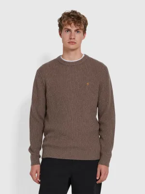 Farah Halton Rib Sweater In Mushroom Grey