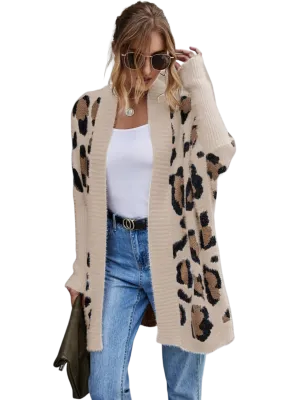 Leopard Pattern Fuzzy Cardigan