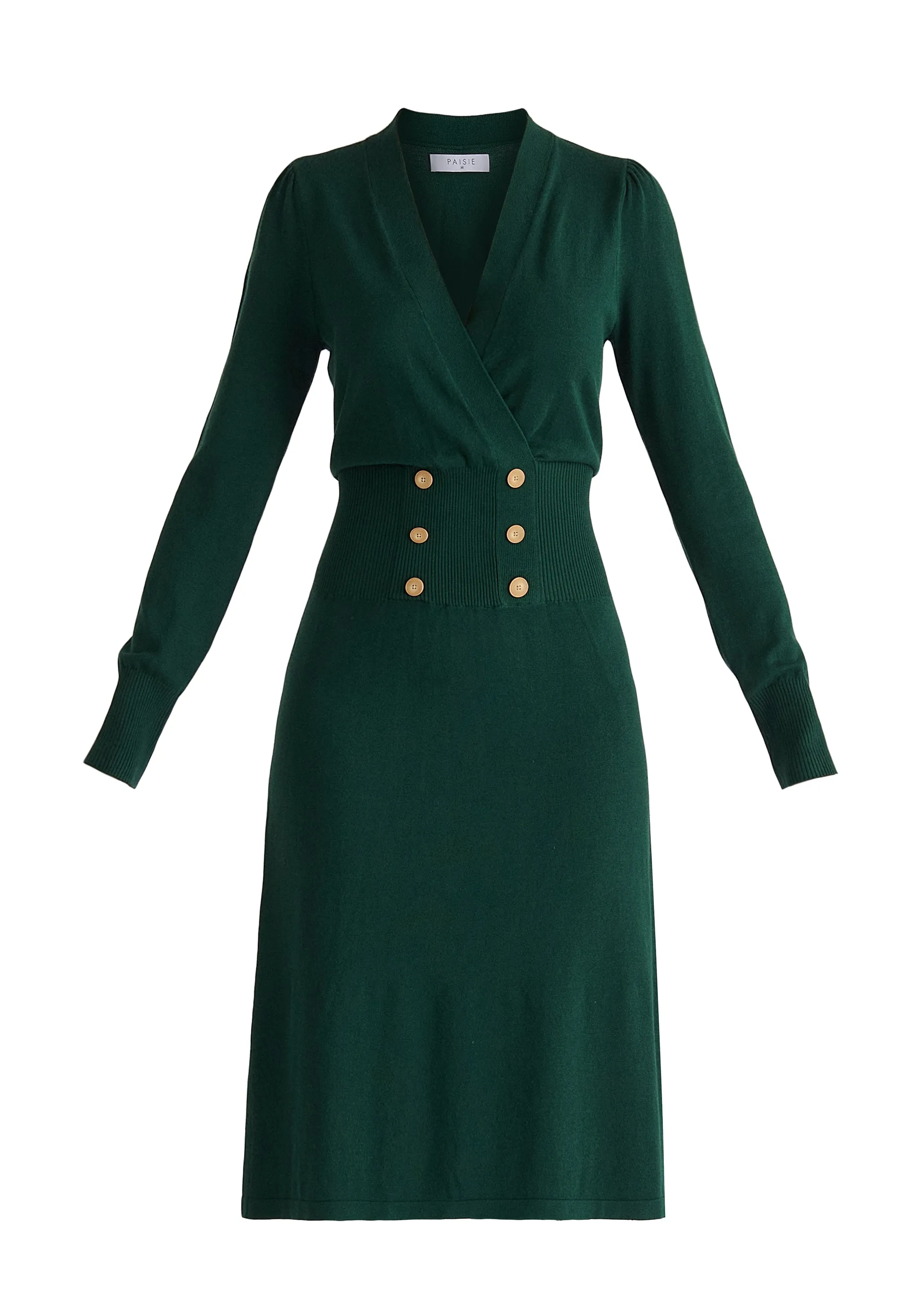 Long Sleeve Knitted Button Wrap Dress