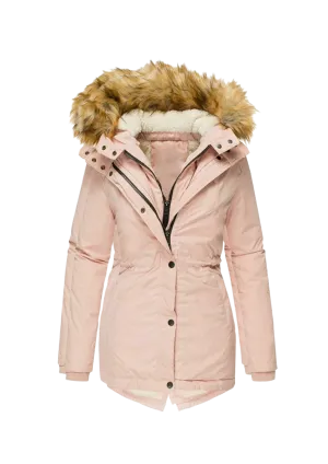 Long Sleeved Slim Jacket With Warm Fur Collar And Zipper