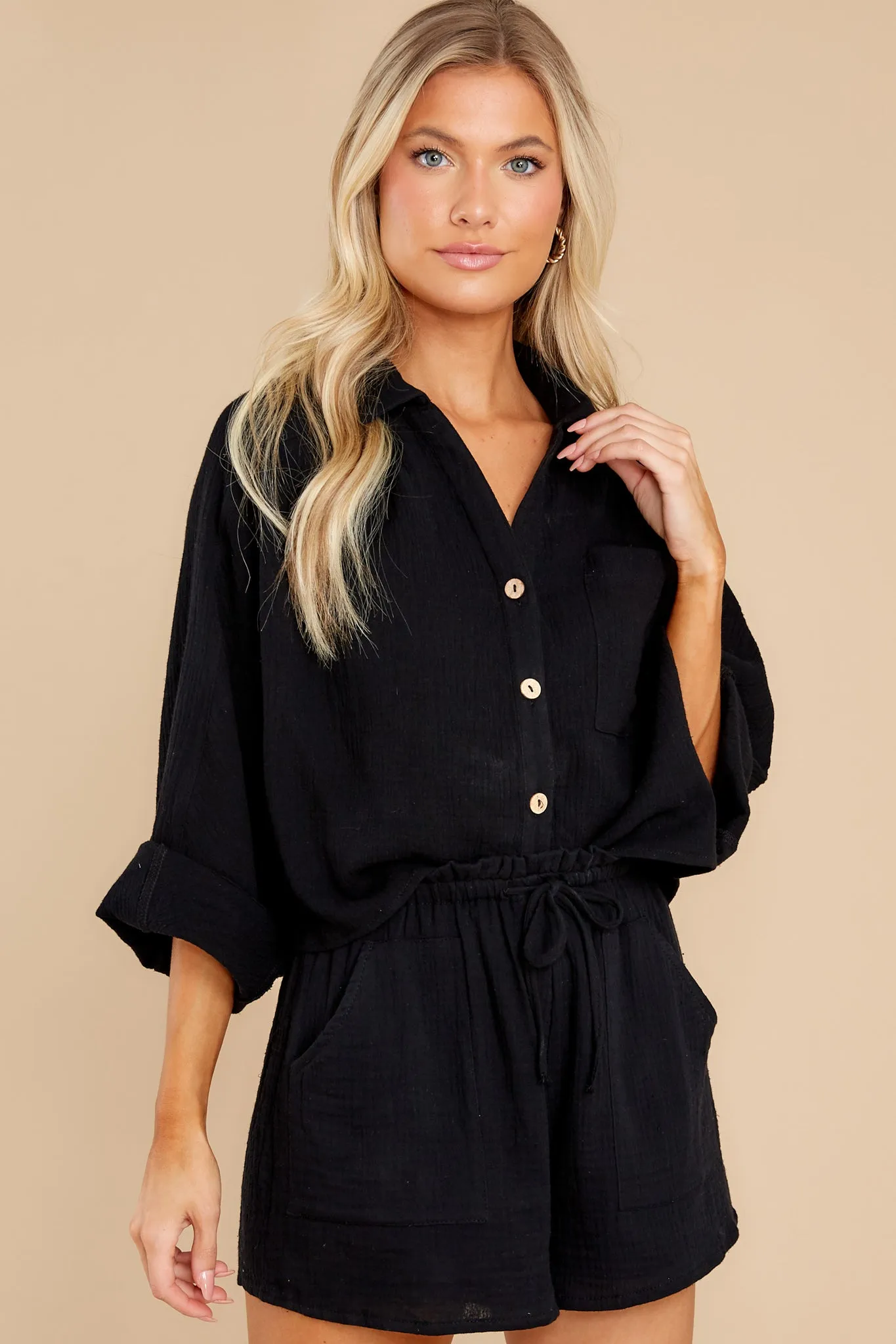 Meet At Sunset Black Two Piece Set