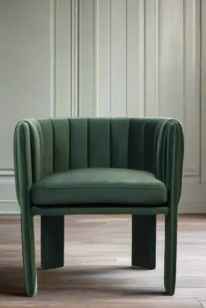 Olivia Channel Tufted Armchair Barrel Chair in Green