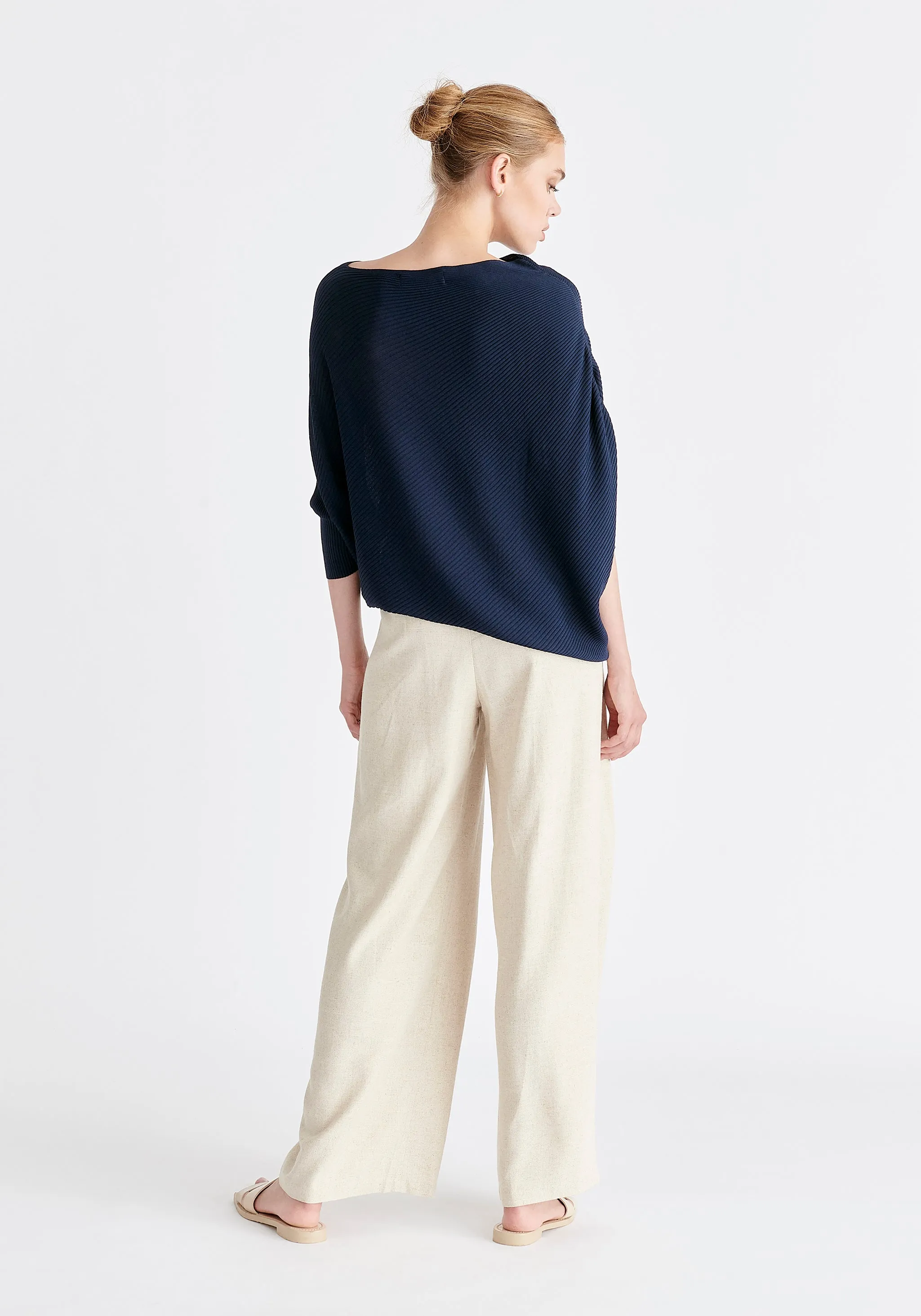 Ribbed Draped Knitted Top