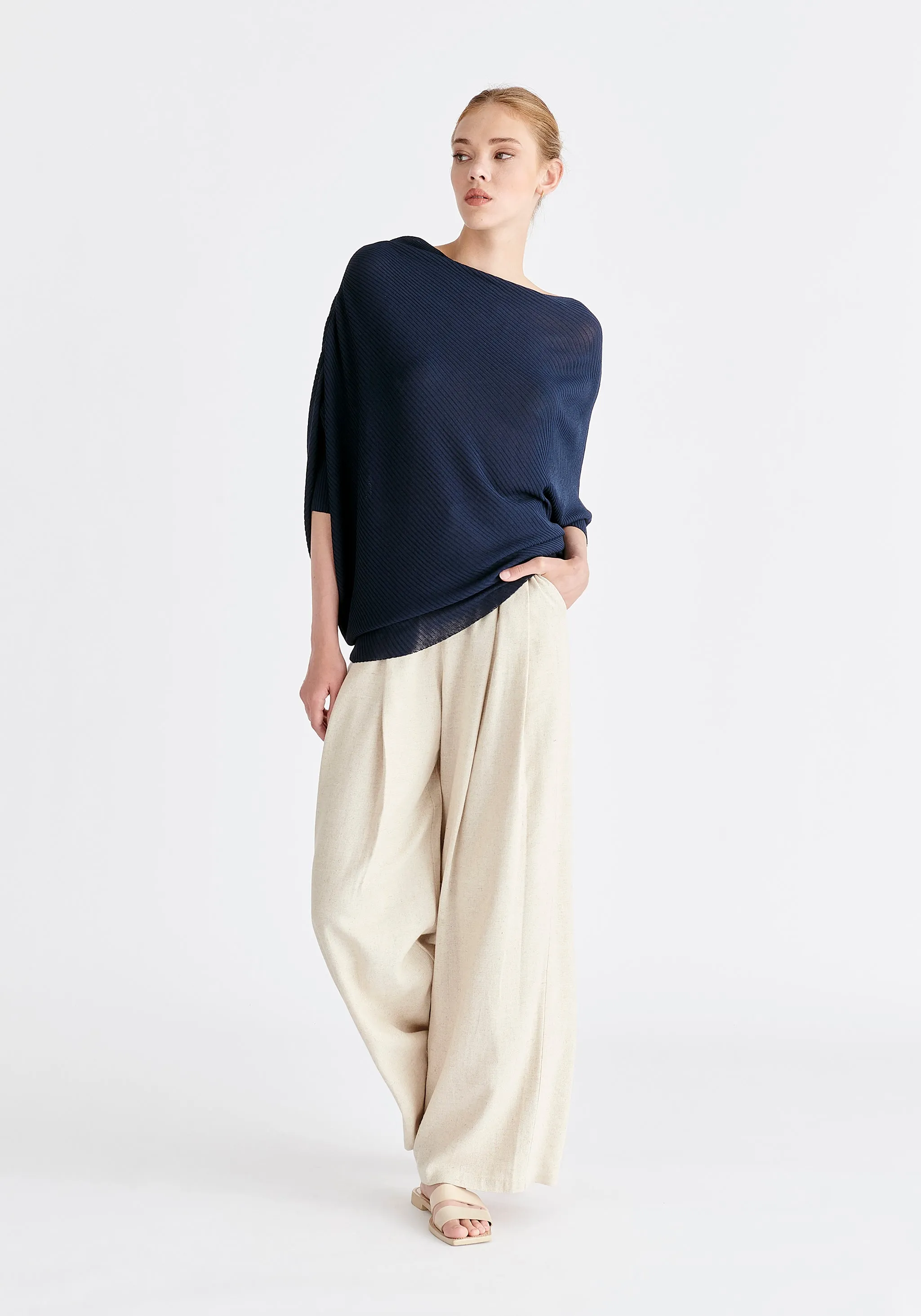 Ribbed Draped Knitted Top