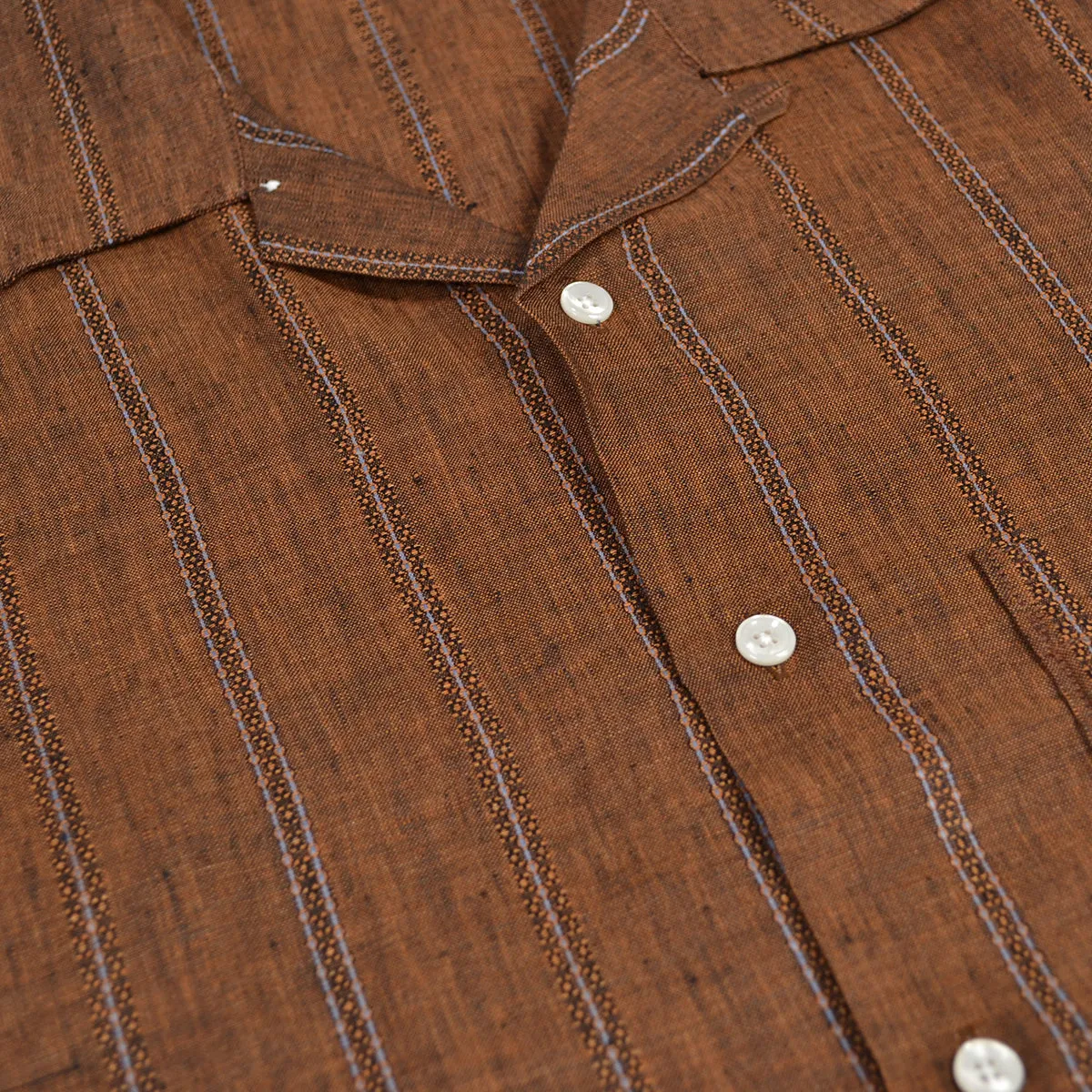 ROAD SHIRT STRIPE LINEN - BROWN