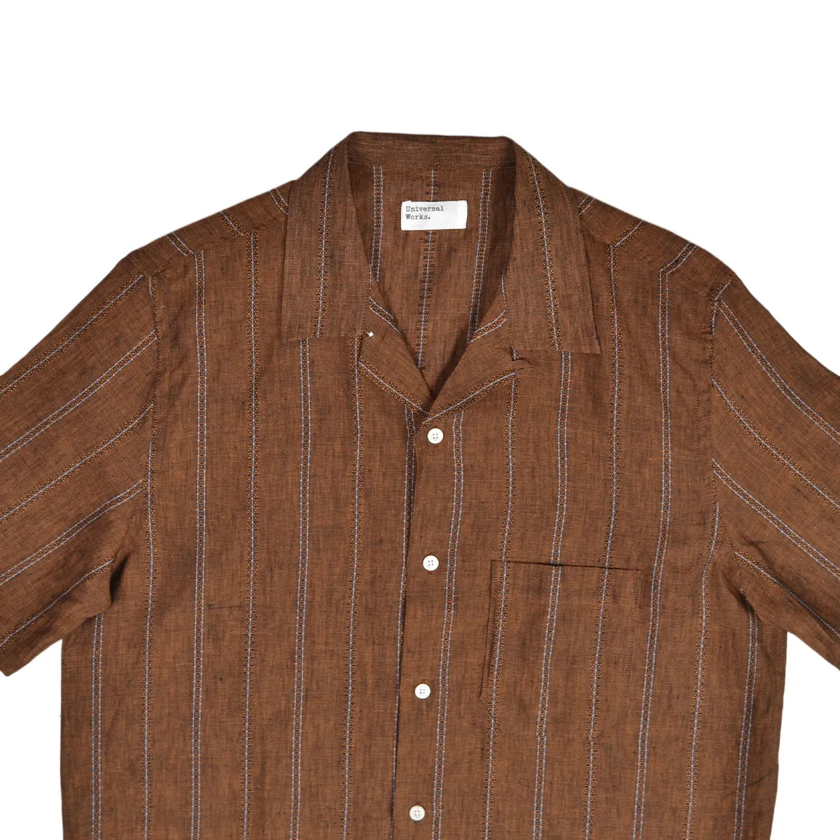 ROAD SHIRT STRIPE LINEN - BROWN