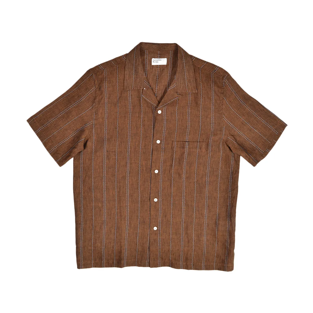 ROAD SHIRT STRIPE LINEN - BROWN