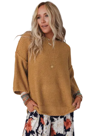 Round Neck Dropped Shoulder Sweater