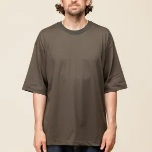 Still by Hand - Knitted Cotton Rib T-Shirt - Dark Olive