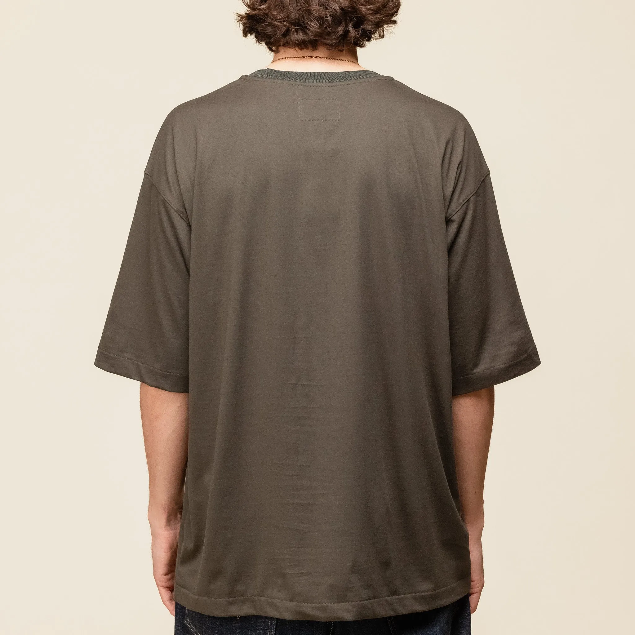 Still by Hand - Knitted Cotton Rib T-Shirt - Dark Olive