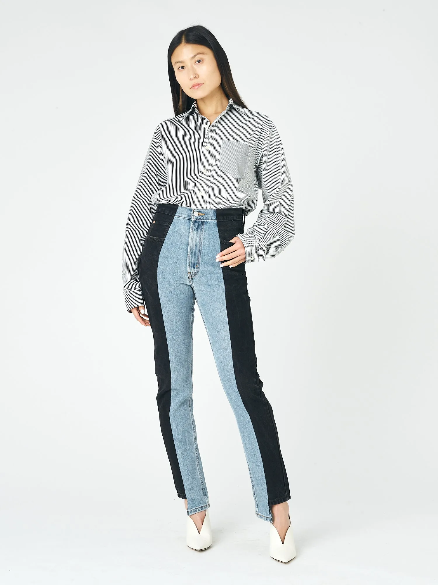 Straight Leg Jean Black/Light Blue