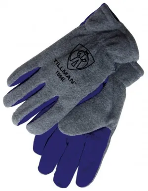 Tillman 1584 ColdBlock Gray and Blue Polar Fleece/Cowhide Winter Gloves (1 Pair)