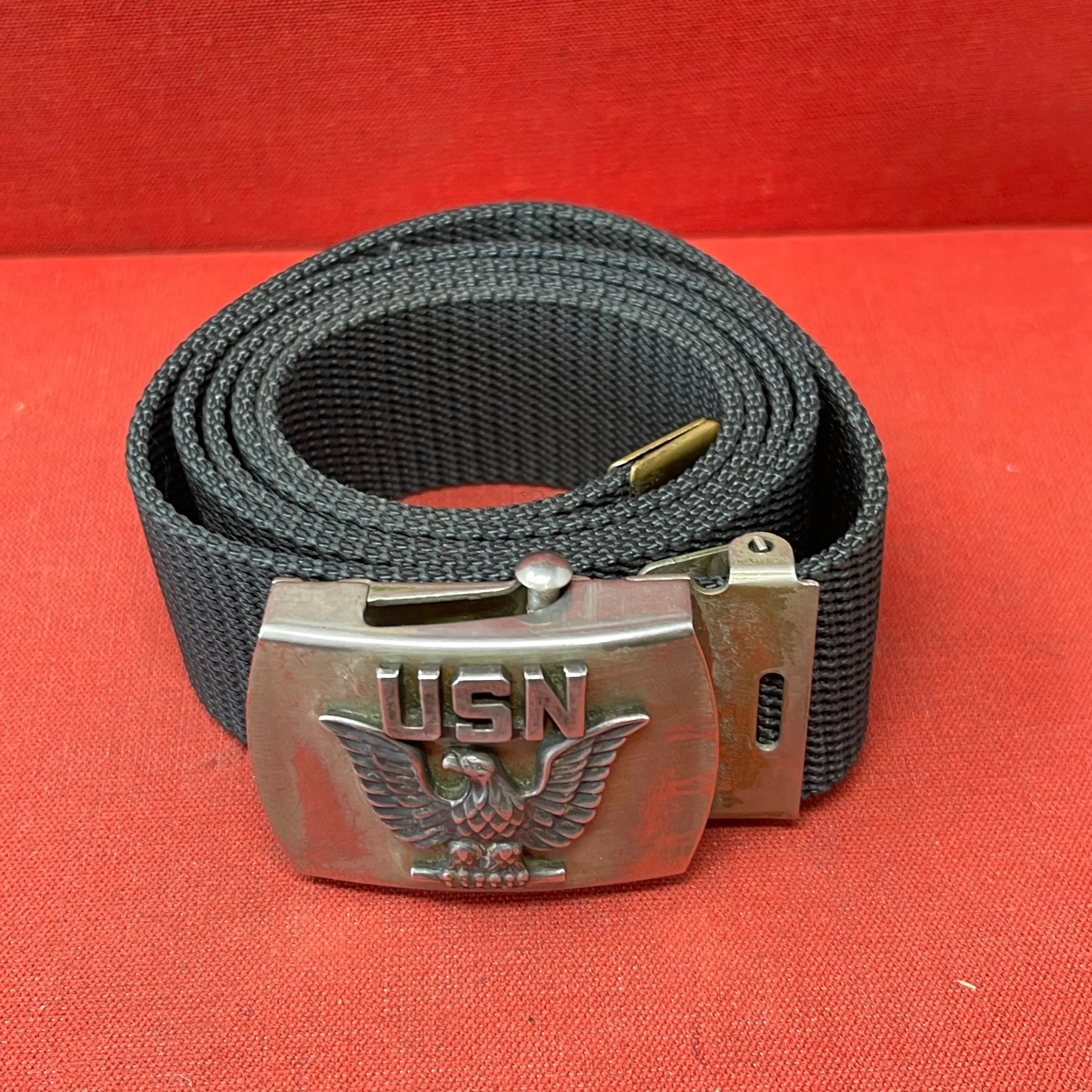 US Navy USN Enlisted MAns Web Belt Brass Badge