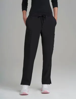 Womens 9-Pocket Straight Leg Scrub Pants - Black