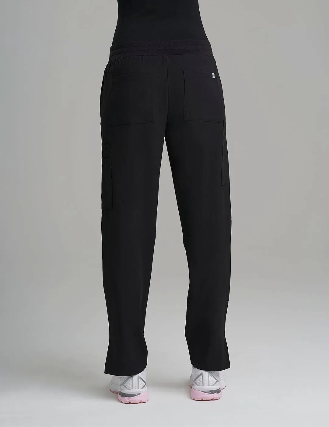 Womens 9-Pocket Straight Leg Scrub Pants - Black