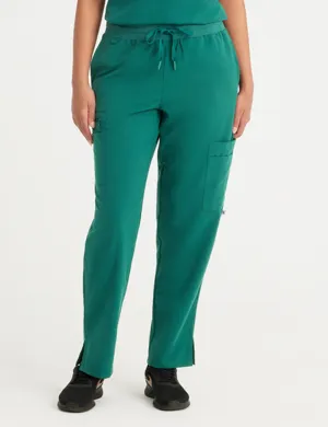 Womens 9-Pocket Straight Leg Scrub Pants - Hunter Green