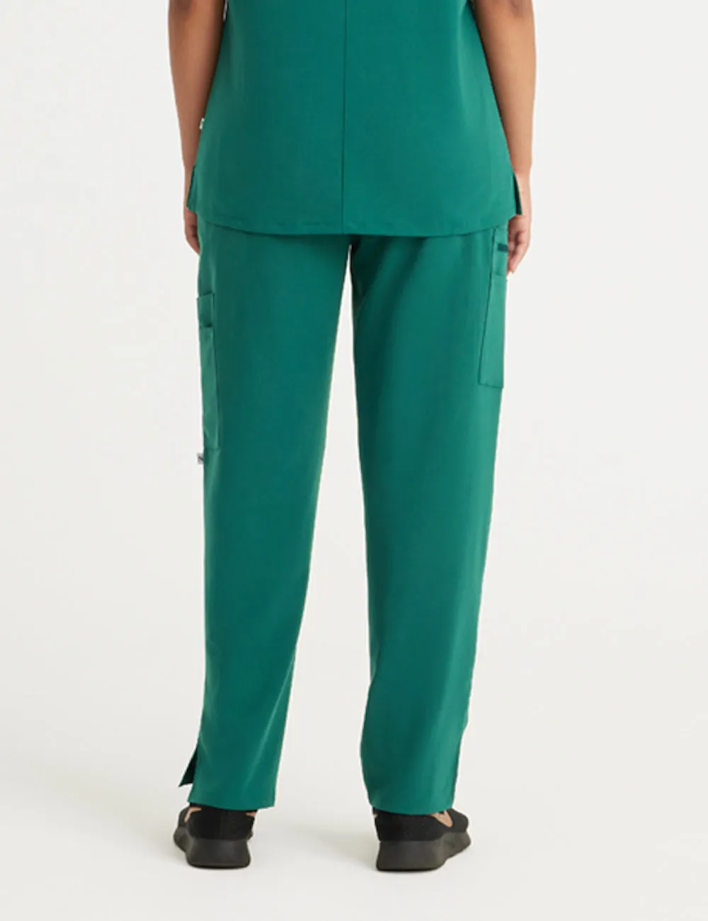 Womens 9-Pocket Straight Leg Scrub Pants - Hunter Green